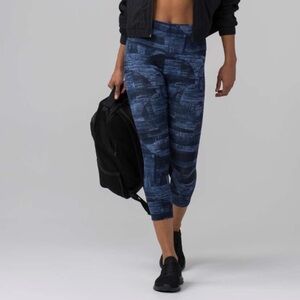 Lululemon Wunder Under Crop legging Transition Multi Midnight Navy